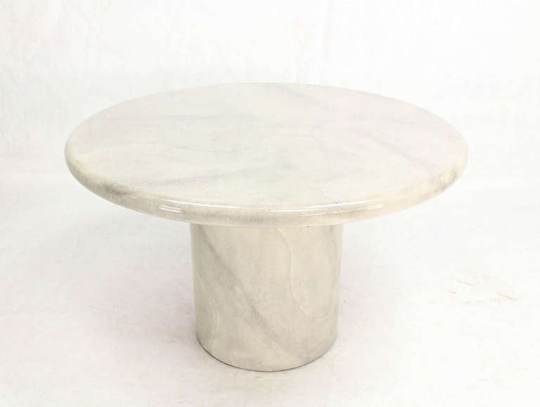 Faux Goat Skin Parchment Cilinder Base Pedestal Dining Conference Table 1