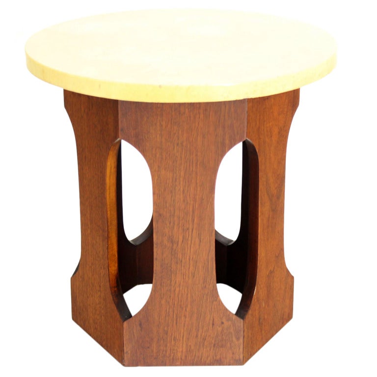 MidCentury Modern Walnut and Glass Side Table For Sale at 1stDibs