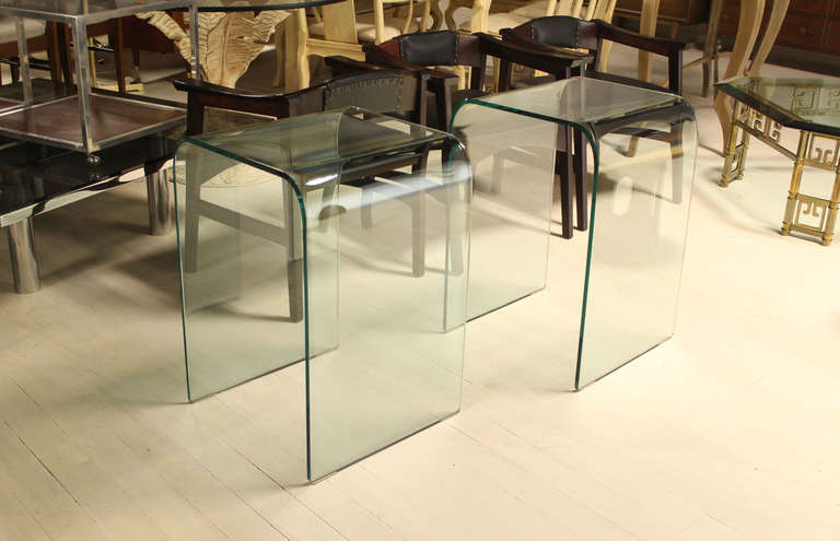 Pair of Mid-Century Modern Bent Glass 