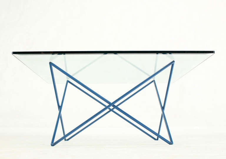 Mid-Century Modern Steel Rod Base and Sputnik Style Glass-Top Coffee Table 5
