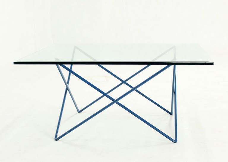 Mid-Century Modern Steel Rod Base and Sputnik Style Glass-Top Coffee Table 2