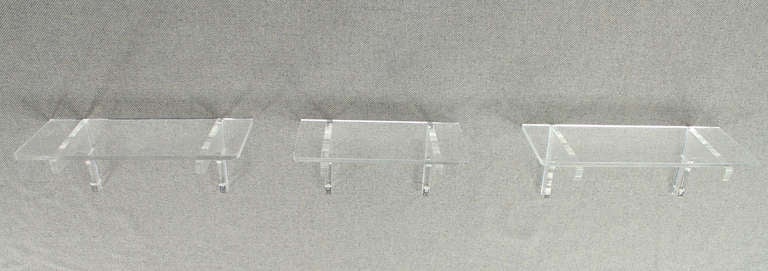 American Set of Three Custom Mid-Century Modern Lucite Hanging Shelves