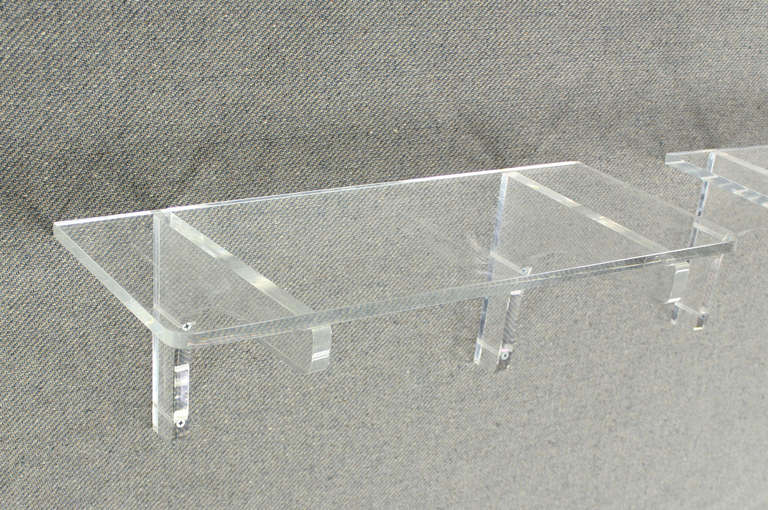 Set of Three Custom Mid-Century Modern Lucite Hanging Shelves 3