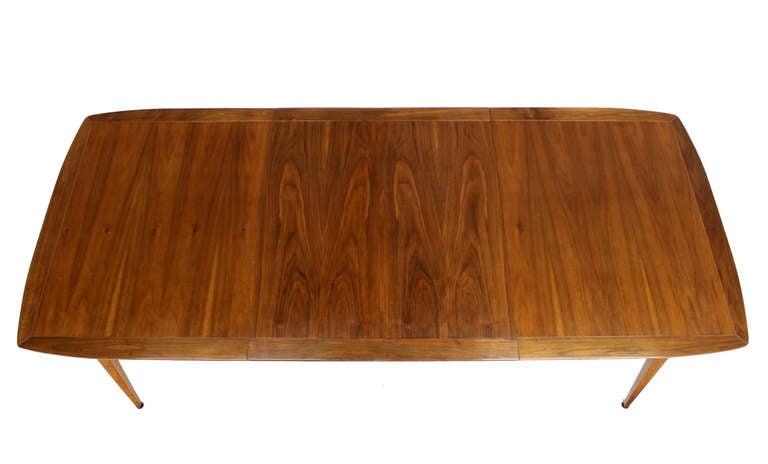 American Mid Century Modern Dining Walnut Table with Two Leaves