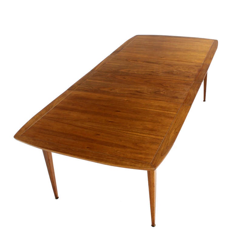 Mid Century Modern Dining Walnut Table with Two Leaves 1