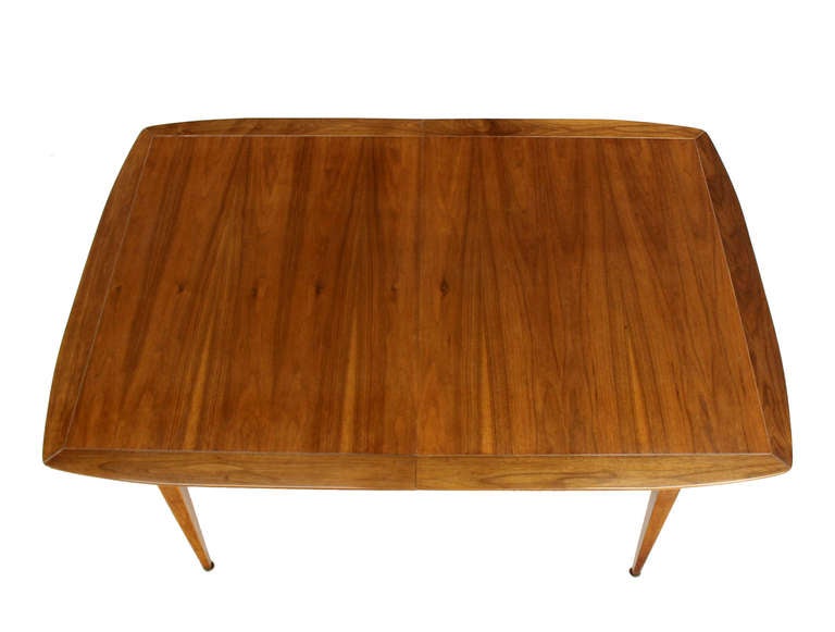20th Century Mid Century Modern Dining Walnut Table with Two Leaves