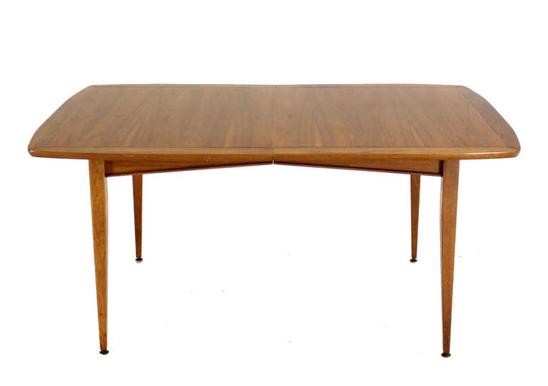 Mid Century Modern Dining Walnut Table with Two Leaves 2