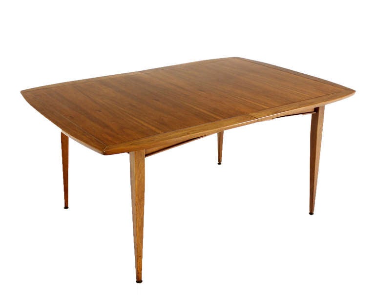 Mid Century Modern Dining Walnut Table with Two Leaves 3