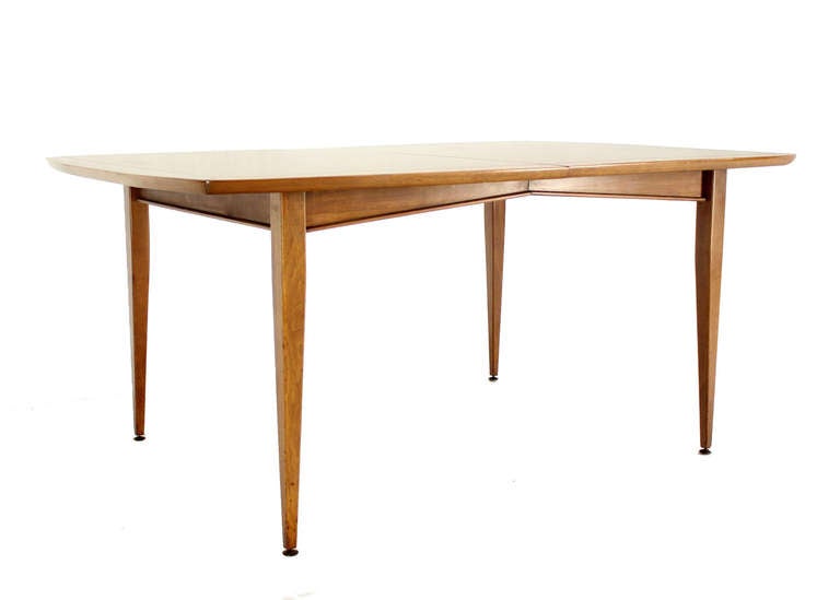 Mid Century Modern Dining Walnut Table with Two Leaves 4
