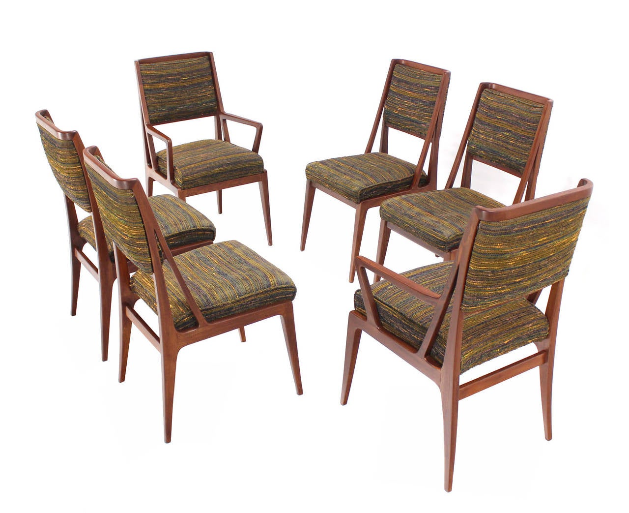 Lacquered Dining Table with Three Extension Leaves and Six Matching Chairs Set