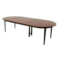 Used Directional Walnut Round Dining Banquet Table 3 Extensions Baughman