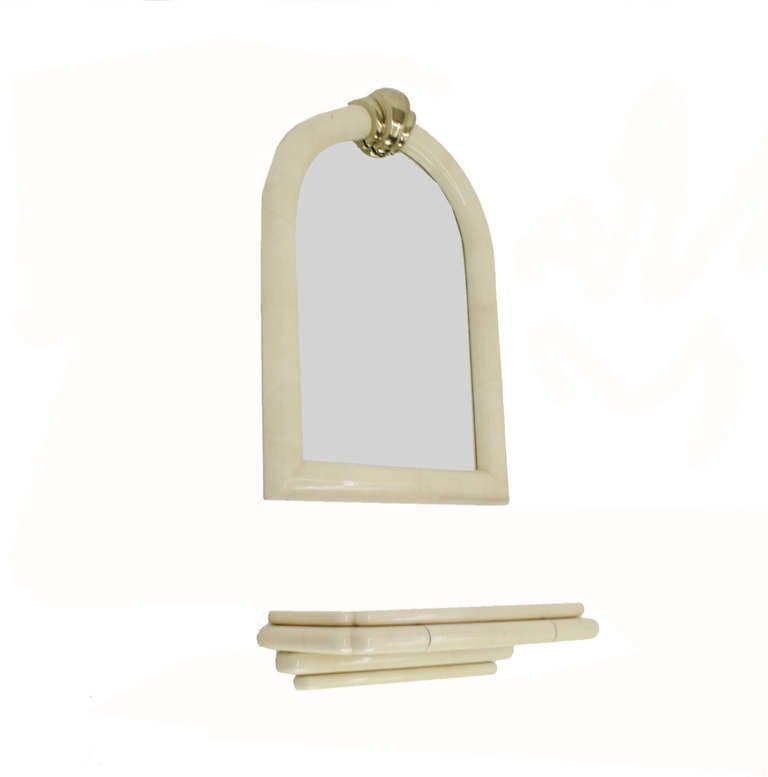 Lacquered Goatskin Hanging Dressing Vanity and Mirror 4