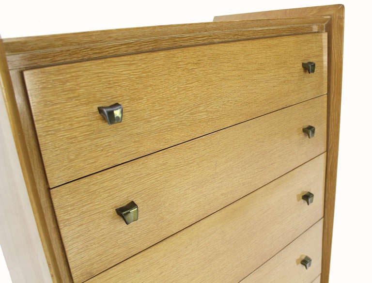 Mid-Century American Modern Cerused Oak High Chest In Excellent Condition In Rockaway, NJ