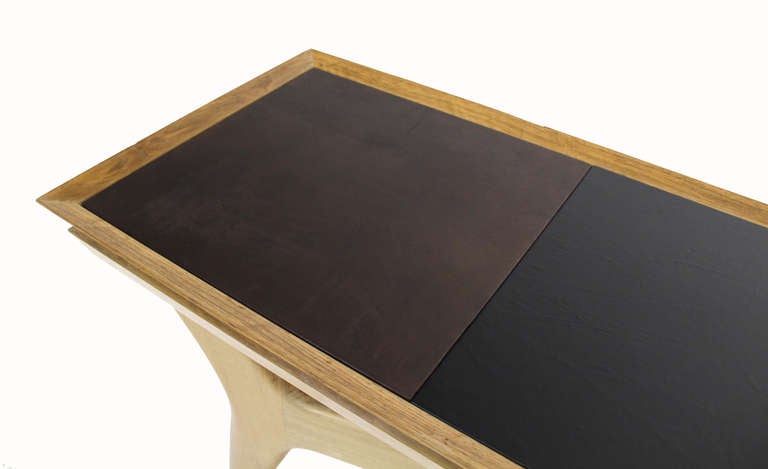 Mid-Century Modern Heavy Wood Base Console Table 3