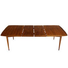 Mid Century Modern Dining Walnut Table with Two Leaves