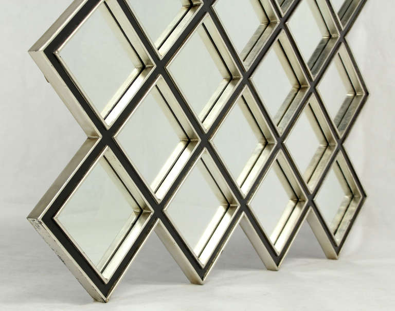 Unknown Large Square Mirror with Wood Frame, Composed of 25 