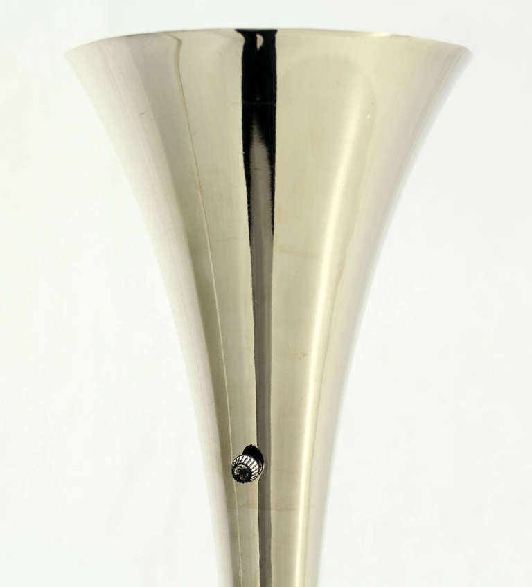 American Pair of Chrome Mid-Century Modern Floor Lamp Torcheres by Laurel