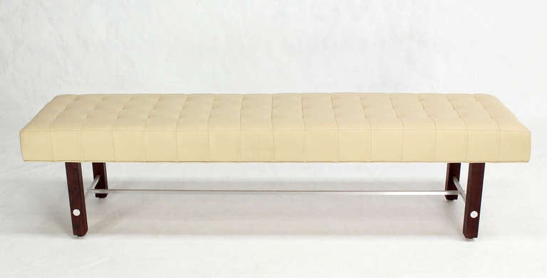 Nice mid century modern style tufted upholstery custom made bench.