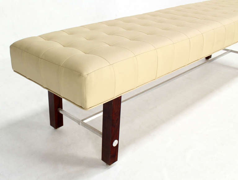 American Tufted Upholstery Mid Century Modern Style Long Bench