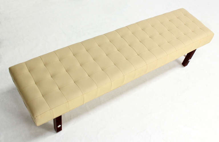 Tufted Upholstery Mid Century Modern Style Long Bench 2