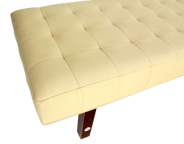 Tufted Upholstery Mid Century Modern Style Long Bench 3