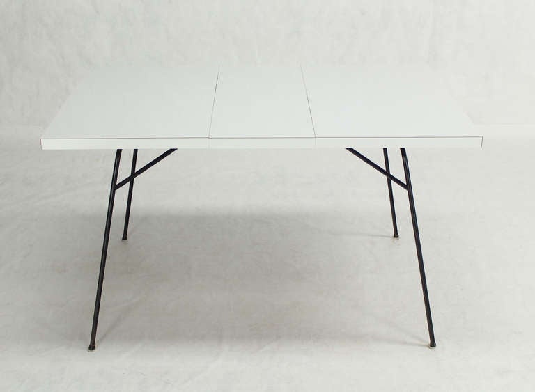 Mid Century Modern Pee Wire Leg Dining Table With One Leaf For 20th Century Mid Modern Pee Wire Leg Dining Table With One Leaf For