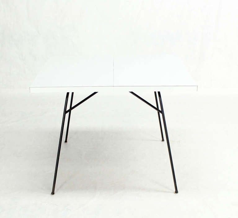 Formica Mid-Century Modern Petite Wire Leg Dining Table with One Leaf