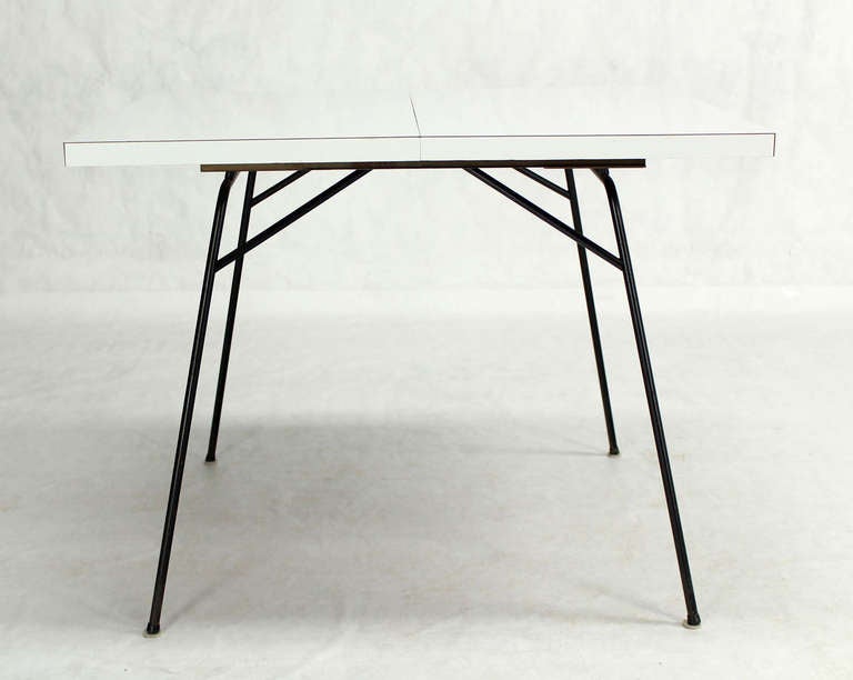 Mid-Century Modern Petite Wire Leg Dining Table with One Leaf 1