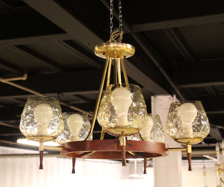 Mid-Century Danish Modern, Five-Light Champagne Chandelier 4