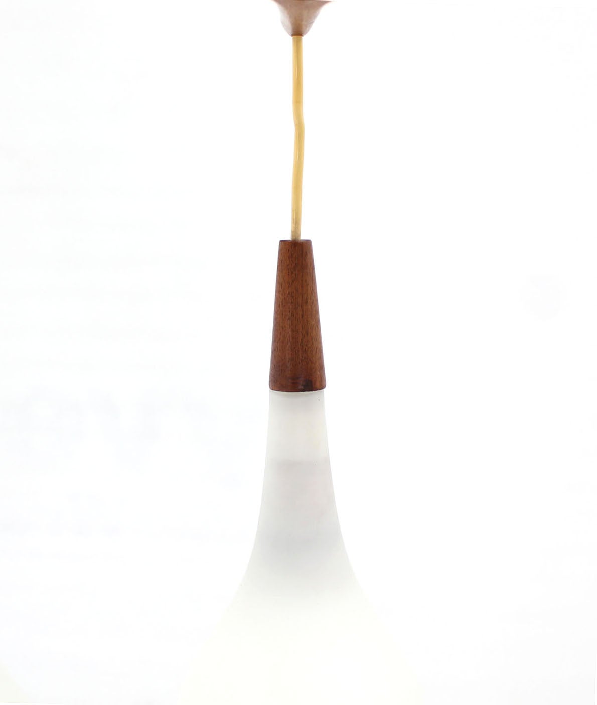 20th Century Danish Frosted Glass and Teak Tripple Pendant Chandelier