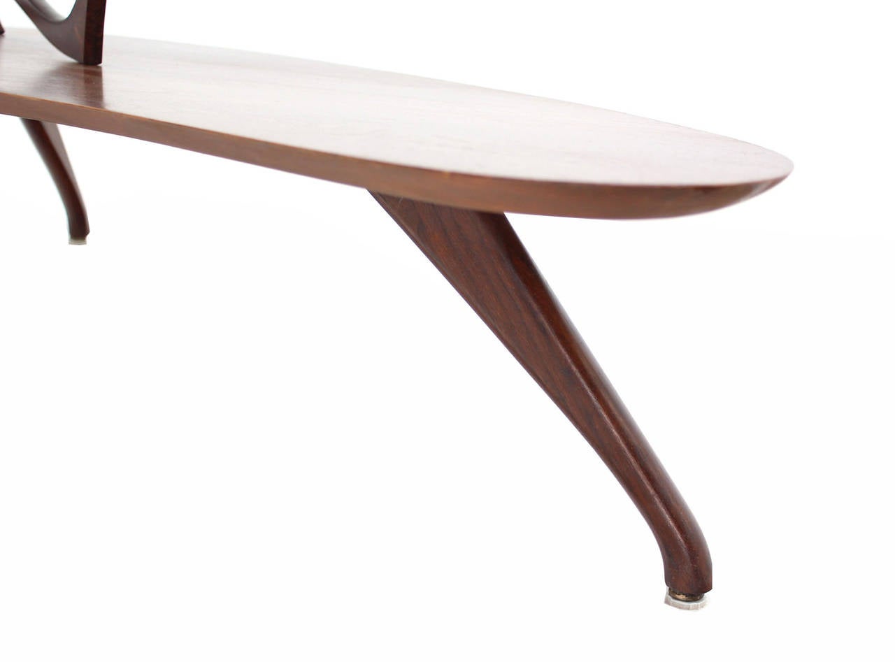 Organic Shape Walnut and Glass Coffee Table 1