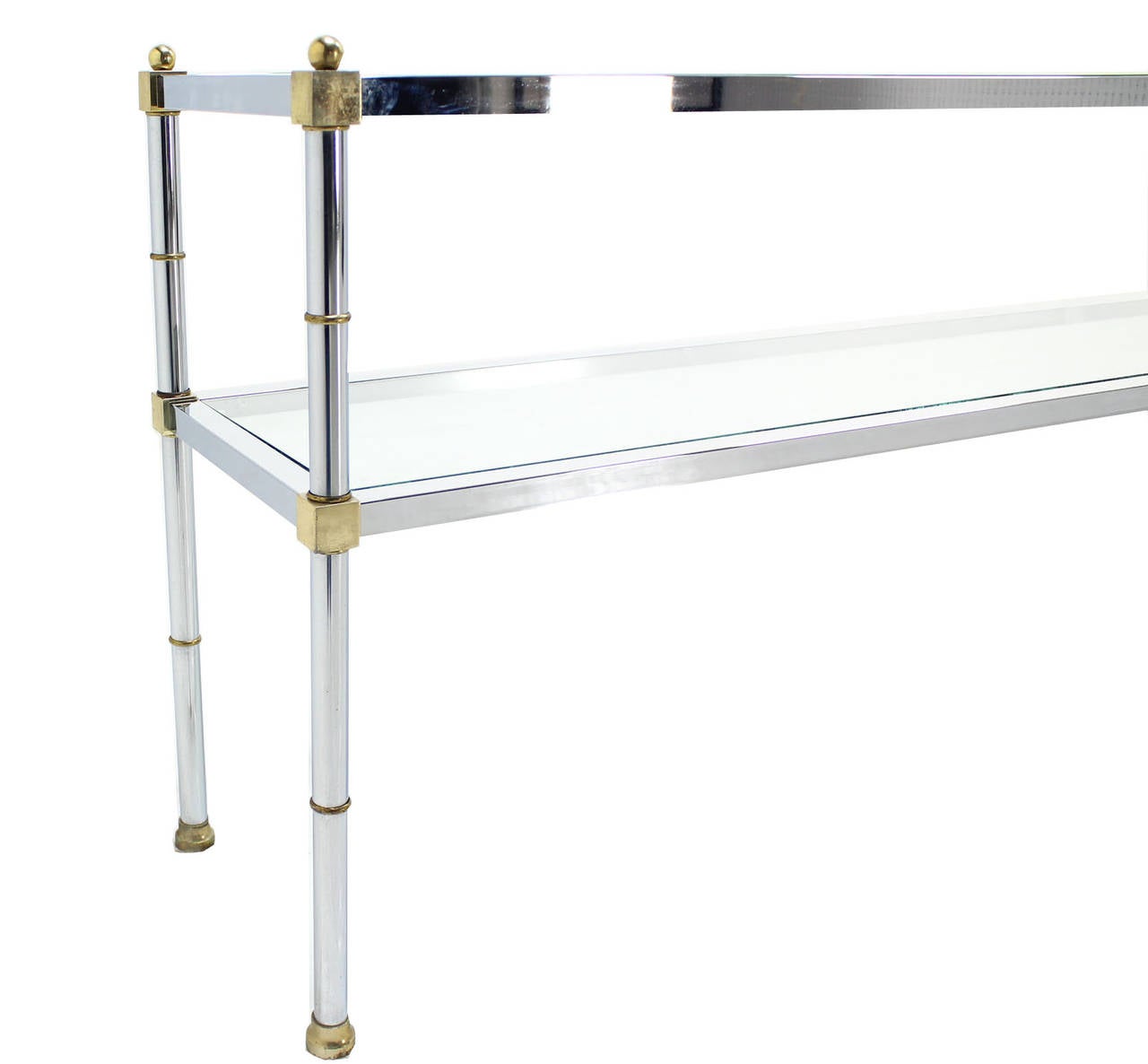 Brass, Chrome, and Glass Console or Sofa Table 1