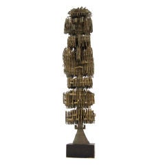 Totemic Modern Sculpture Cast Bronze Tower