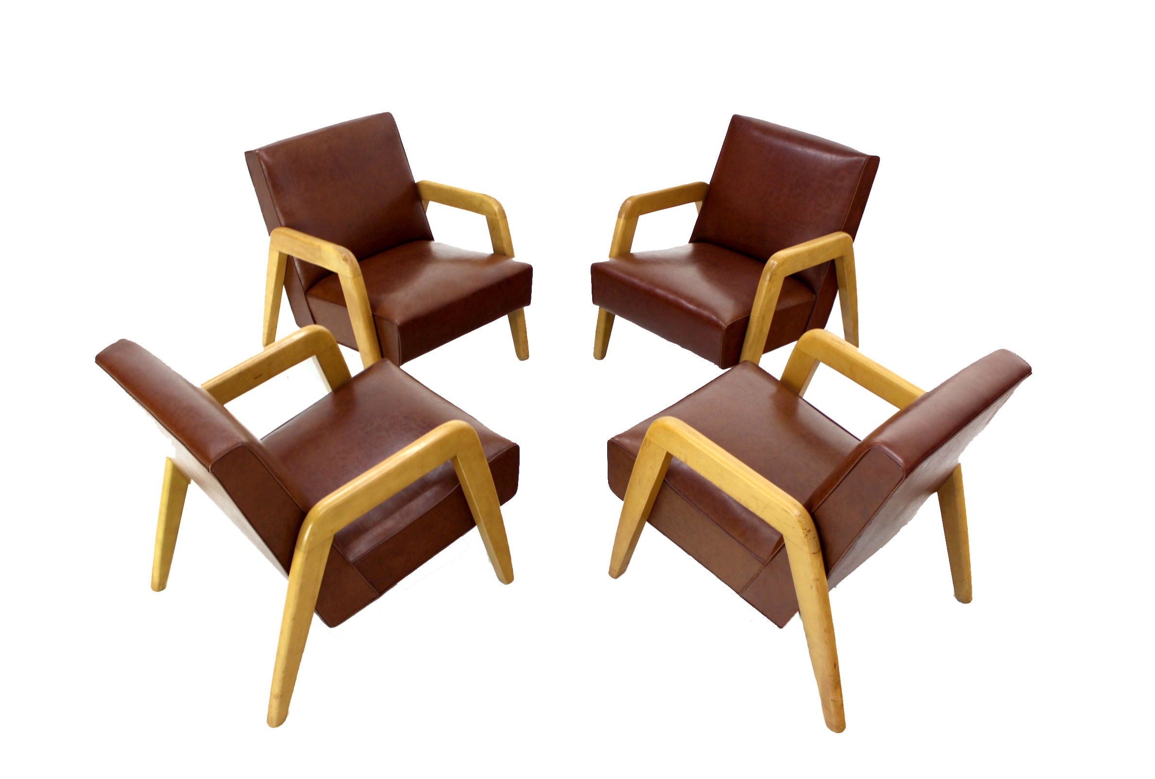 Set of Four Mid-Century Modern Lounge Chairs by Thonet