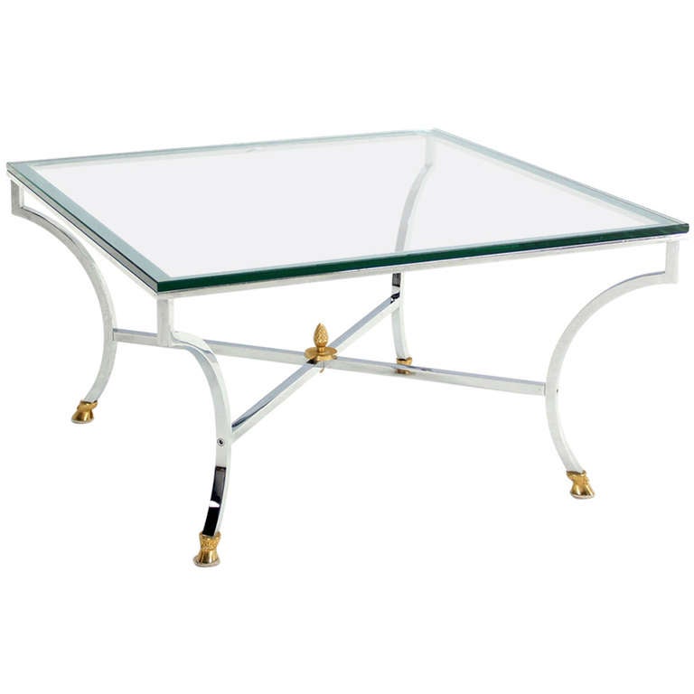Hoof Brass Feet Chrome And 3 4 Glass Square Coffee Table For At 1stdibs - 4 Foot Square Glass Coffee Table Hoof Brass Feet Chrome And 3 4 Glass Square Coffee Table For At 1stdibs - 4 Foot Square Glass Coffee Table
