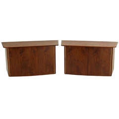 Pair of HANGING Walnut  Mid-Century Danish Modern  Floating Dressers Cabinets