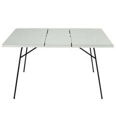 Mid-Century Modern Petite Wire Leg Dining Table with One Leaf 10