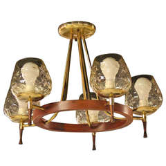 Mid-Century Danish Modern, Five-Light Champagne Chandelier 7