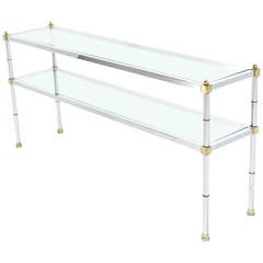 Brass, Chrome, and Glass Console or Sofa Table