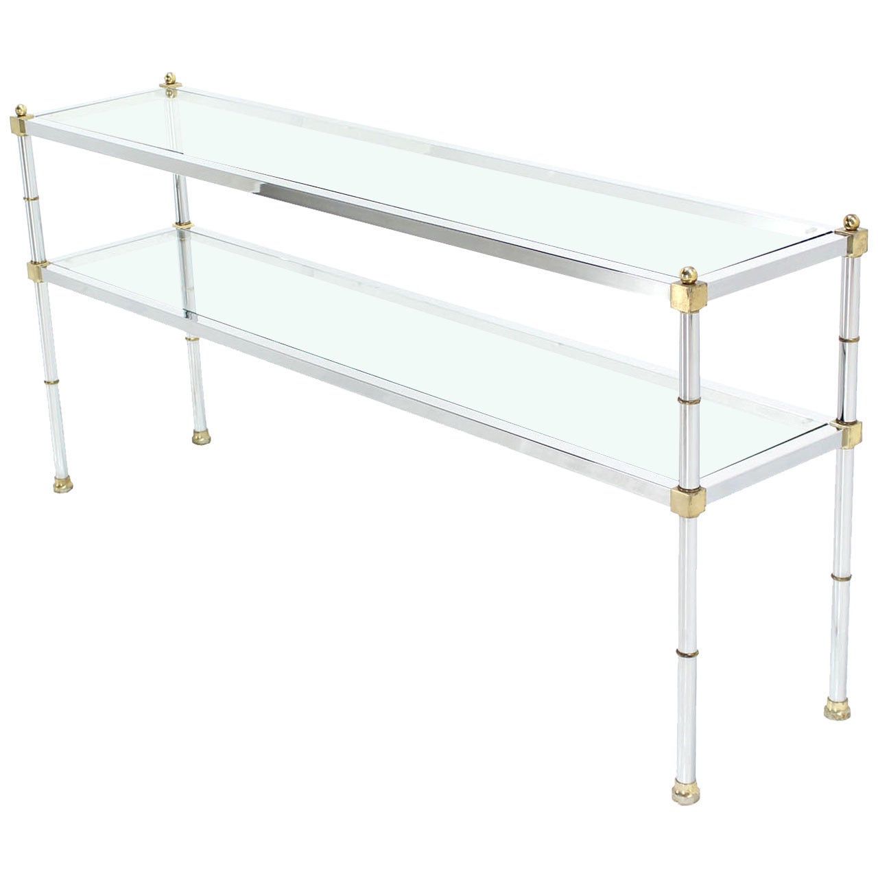 Brass, Chrome, and Glass Console or Sofa Table