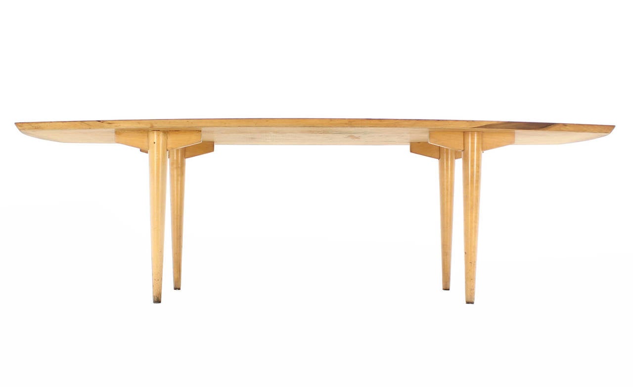 American Boat Shape Walnut-Top Mid-Century Modern Coffee Table