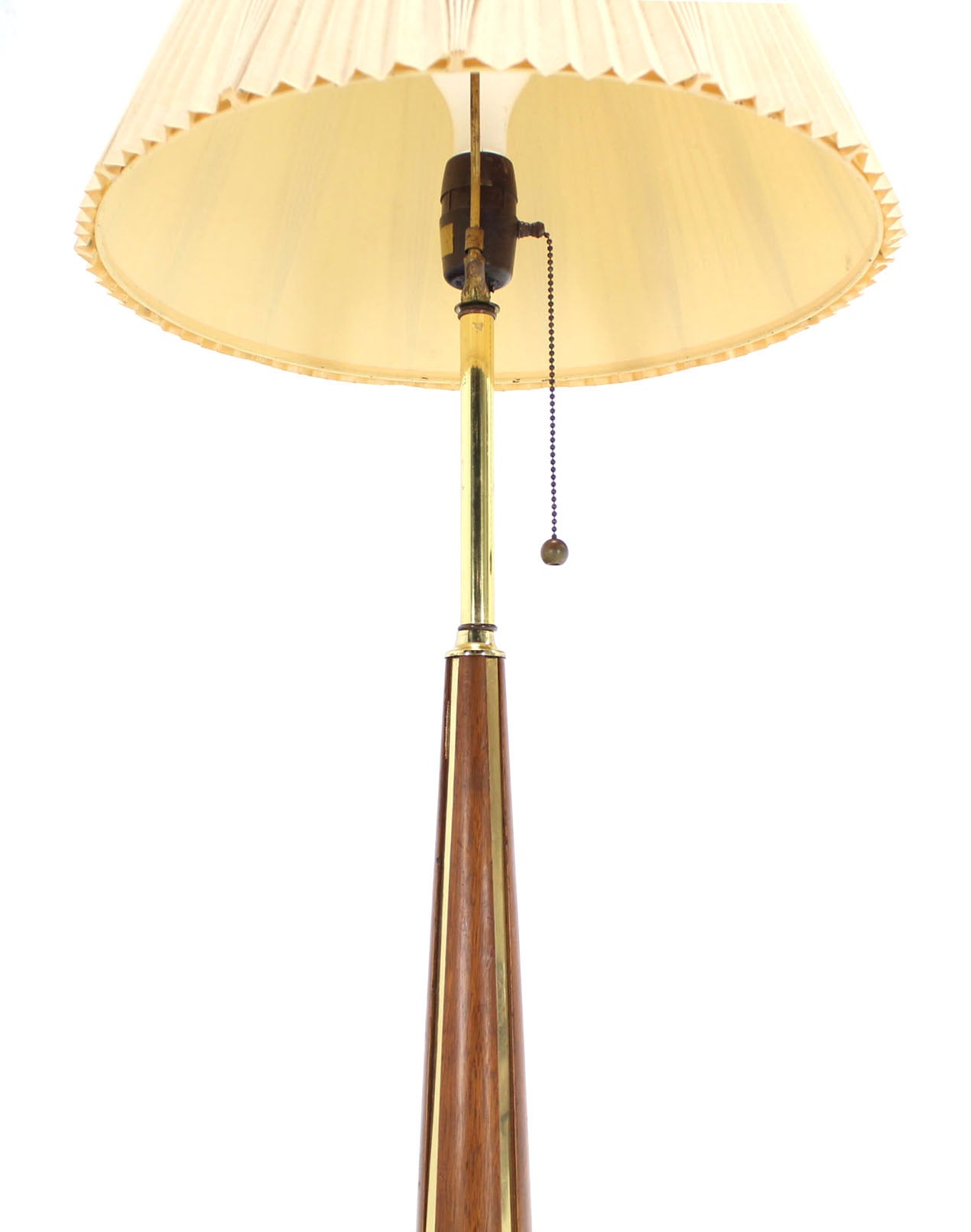 Mid-Century Modern Walnut and Brass Mid Century Modern Floor Lamp