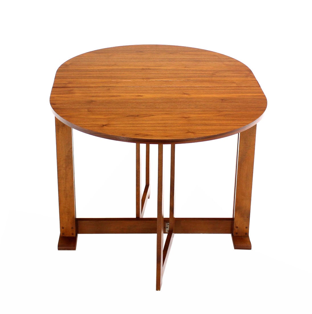 Lacquered Danish Mid-Century Modern Walnut Drop-Leaf Dining or Breakfast Table