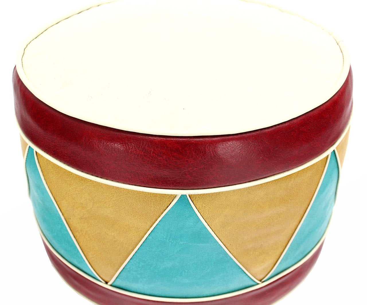 Mid-Century Modern 1960s Multicolored Hassock Foot Stool or Ottoman