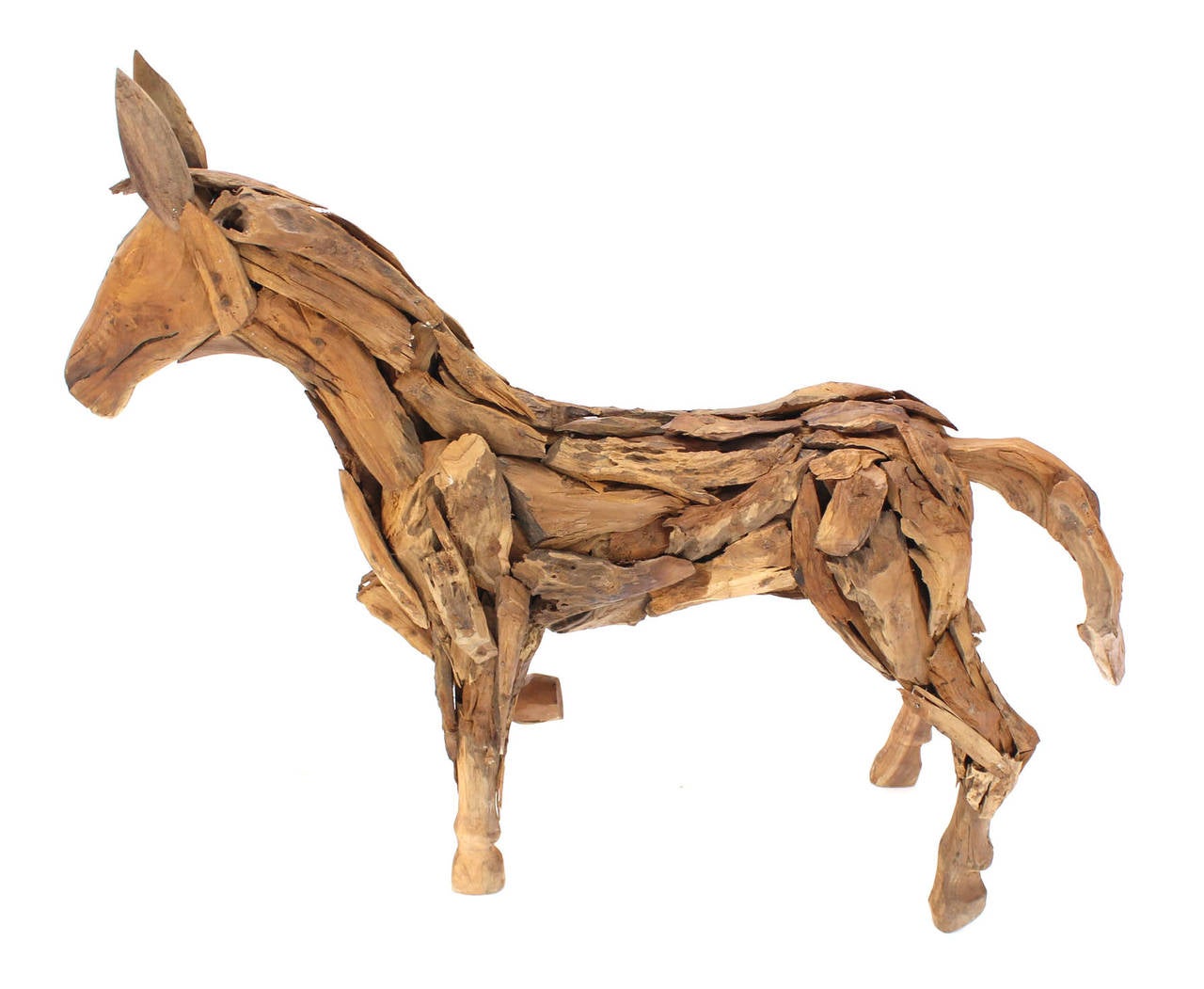Mid-Century Modern Reclaimed Wood Folk Art Horse Sculpture