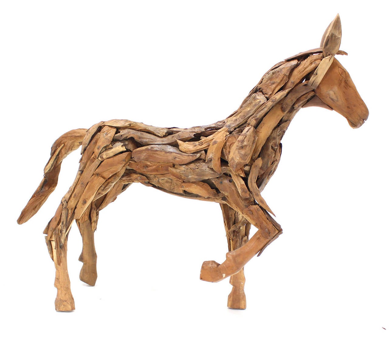 wood horse sculptures
