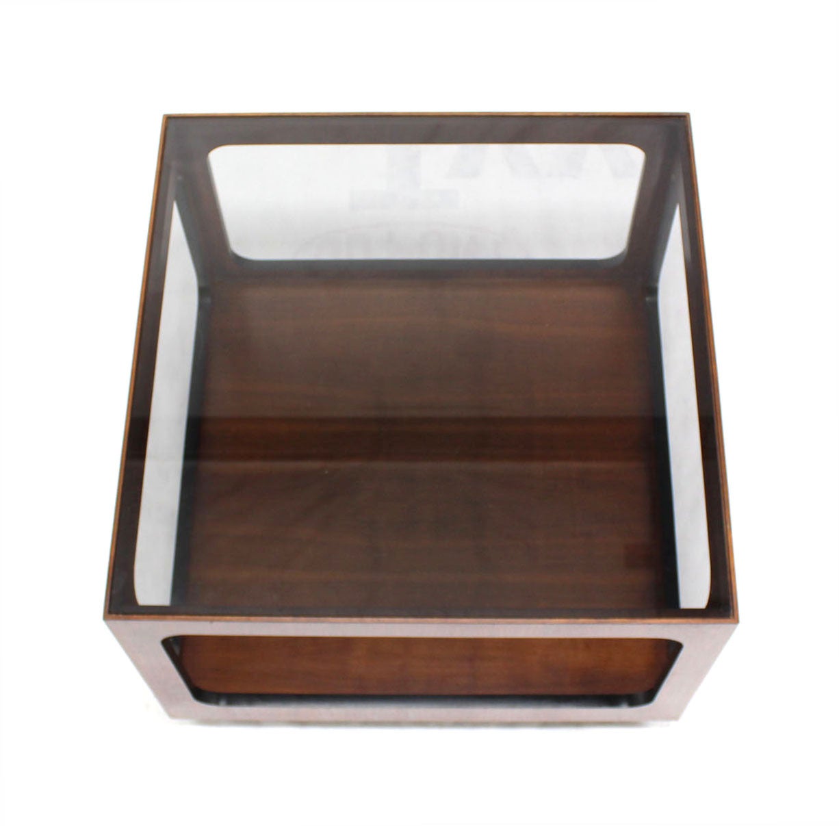 American Square Walnut Base and Glass-Top Coffee or Side Table