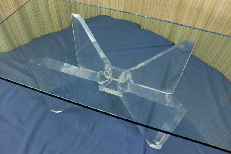 Mid-Century Modern Mid Century Modern Lucite Base and Glass Top Butterfly Coffee Table