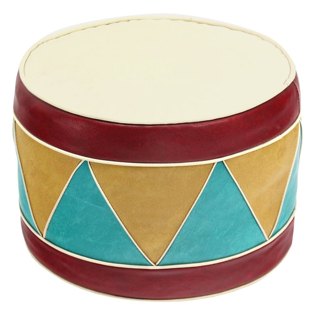 1960s Multicolored Hassock Foot Stool or Ottoman
