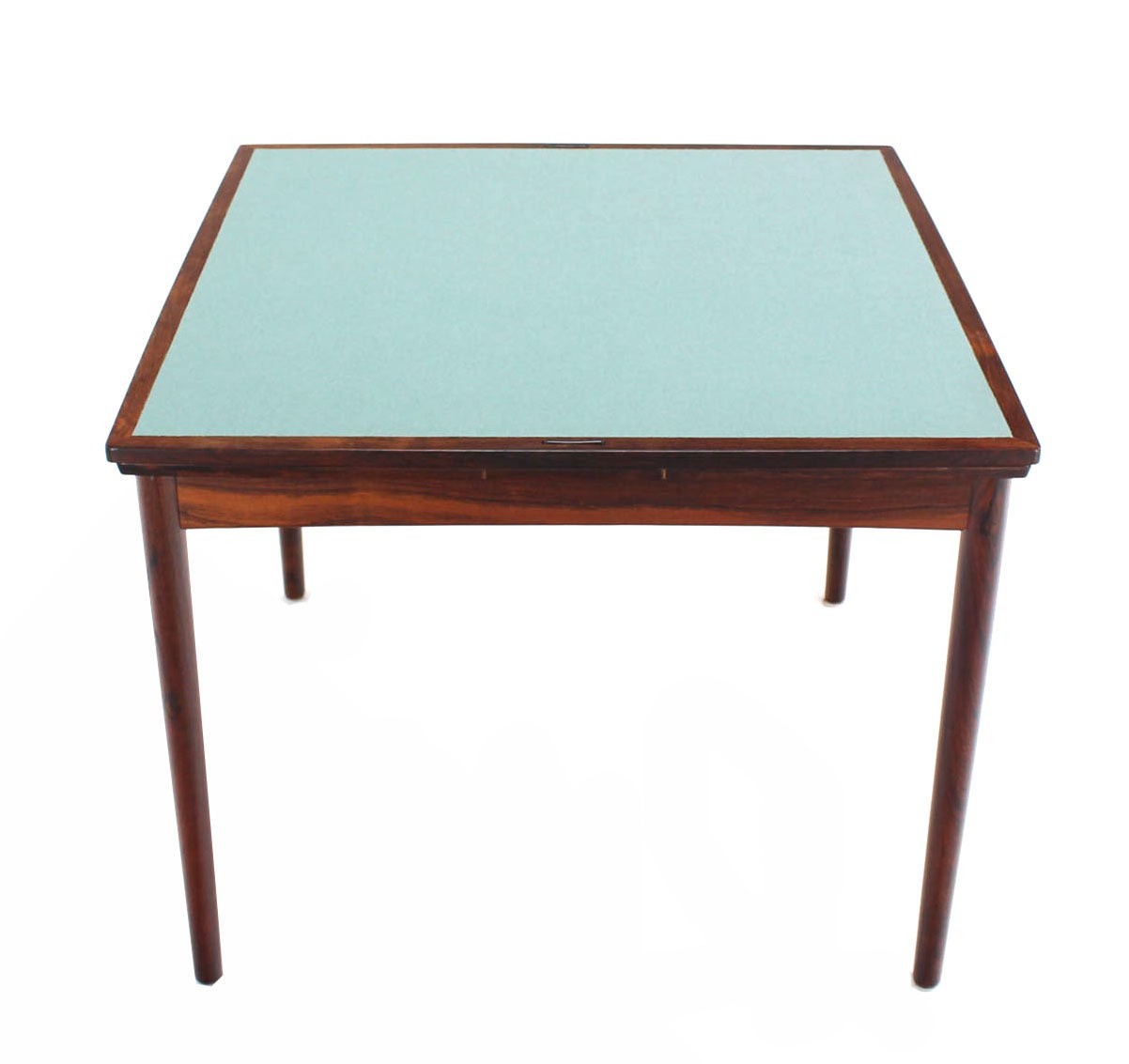 Danish Mid-Century Modern Rosewood Flip-Top Extendable Game Table In Excellent Condition In Rockaway, NJ